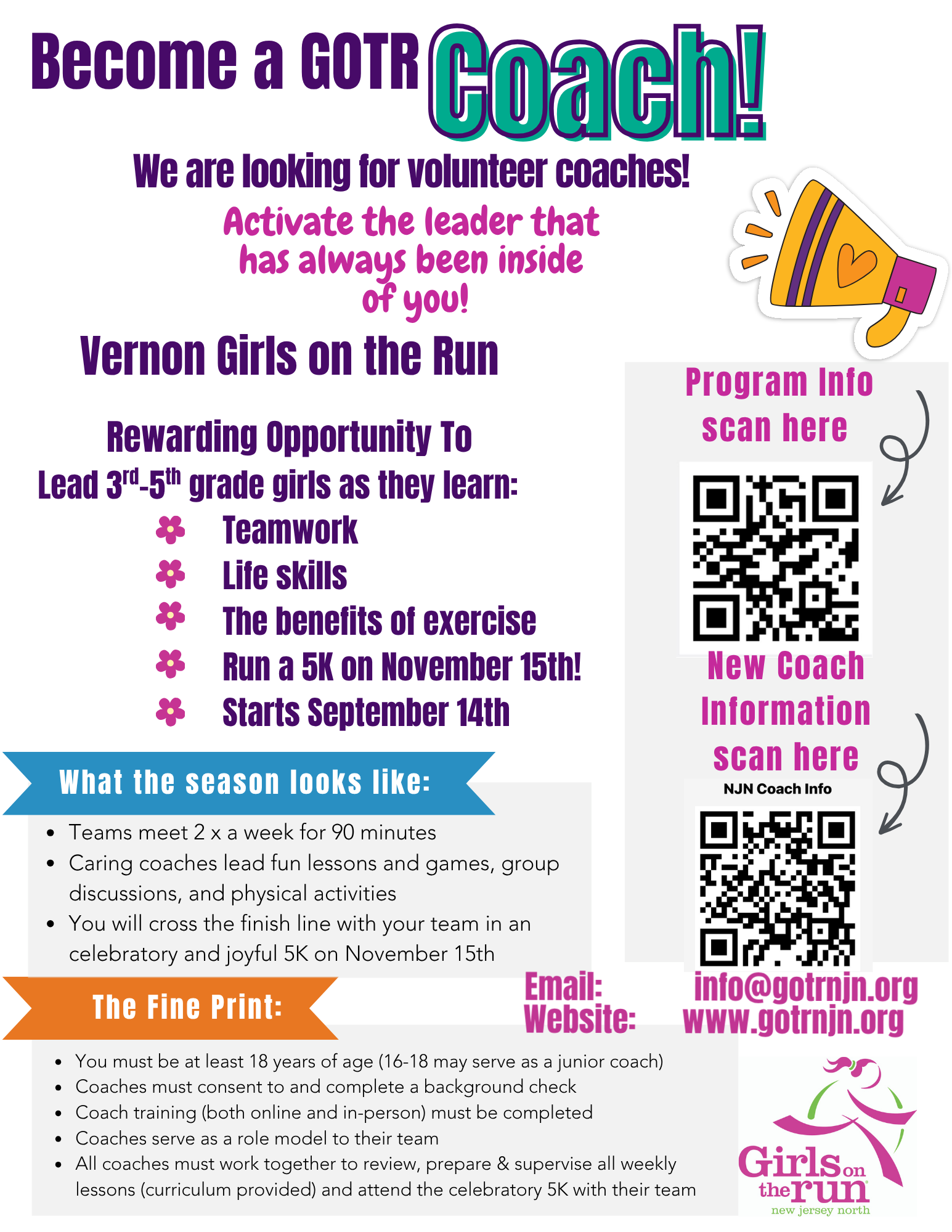 Vernon Coach Recruitment Flyer GOTR